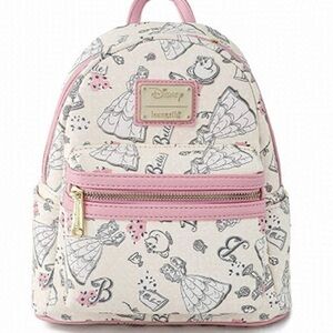 Loungefly × Disney Beauty and the Beast Belle Pink All Over-Print
Mini Backpack